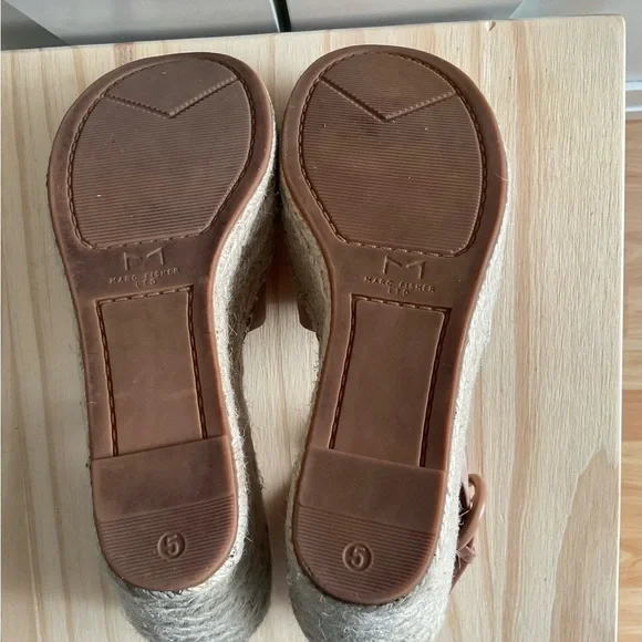 Women’s Marc Fisher Espadrille Platform Wedge Sandals Pink Leather Size 5M - Picture 7 of 10